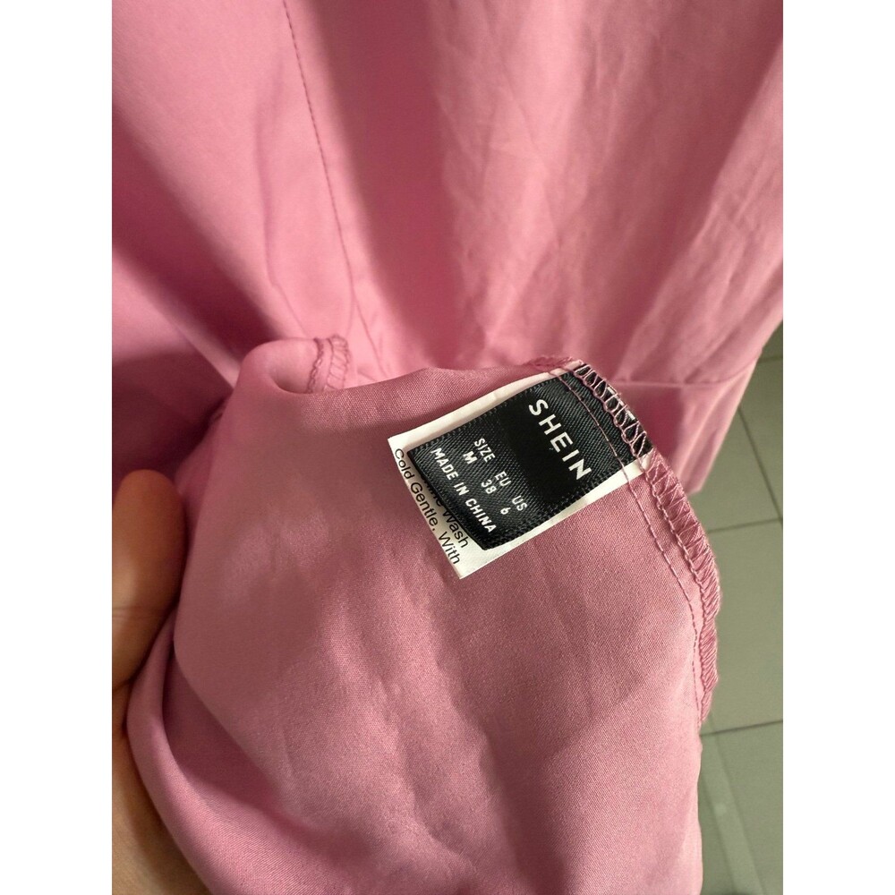 High-Low Ruffle Faux Wrap Dress, Pink, Medium - Picture 7 of 7